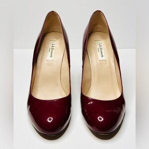 LK Bennet Sledge Burgundy Wine Deep Red Patent Leather Pumps Shoes Heels Sz 39